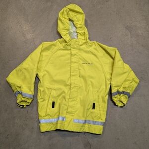Grundens Gage Kids 8 Rain Jacket Stains Yellow/Green Reflective Full Zip